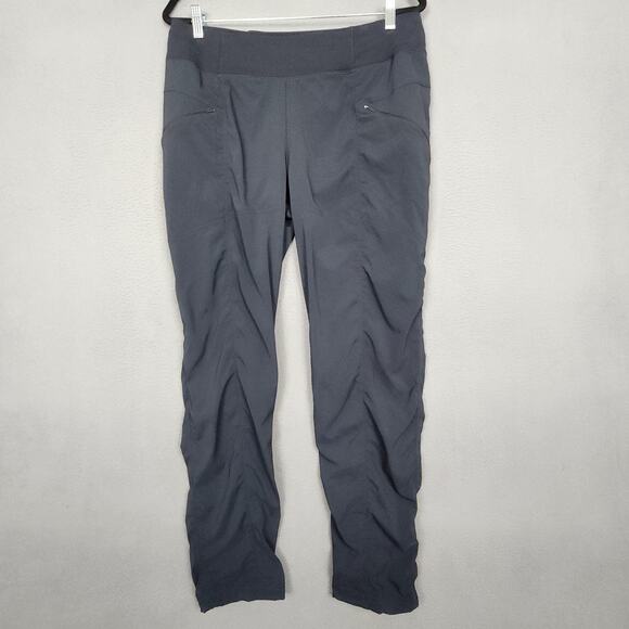 prAna Koen Pants Womens Large Gray Ruched Stretch Waistband Zipper Pockets - Picture 1 of 15